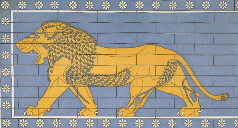 Rekonstrukcija kako bi lav izgledao na zidovima hrama. ( New York Public Library )